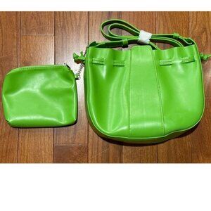 Geri Ness Lime Bucket Bag with Small Accessories Bag